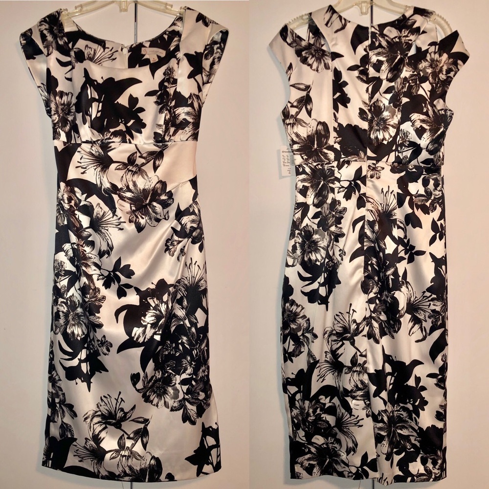 Black and White Elegant Floral Dress